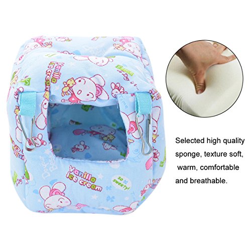 Hamster Bed Small Animal Cage Supplies Hammock House Hideout Pet Tent (Blue, Square Nest)
