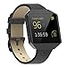 For Fitbit Blaze Bands with New Metal Frame,Austrake Replacement Leather Slim Straps with Stainless Steel Buckle for Fitbit Blaze Strap for Women Men,Black