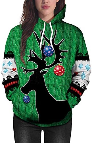 Simayixx Sweatshirts for Women Women Ugly Christmas Sweater Shirt,Girls Junior Elk Clothes Jumper Green Tops