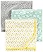 Simple Joys Kid's 3 pack cotton swaddle blankets Accessory, Grey/White/Mint, One Size
