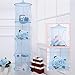 Pomeat Hanging Mesh Space Saver Bags Organizer 4 Compartments, Mesh Hanging Storage Organizer Toy Storage Space Saver Bags for Kid Room, Blue