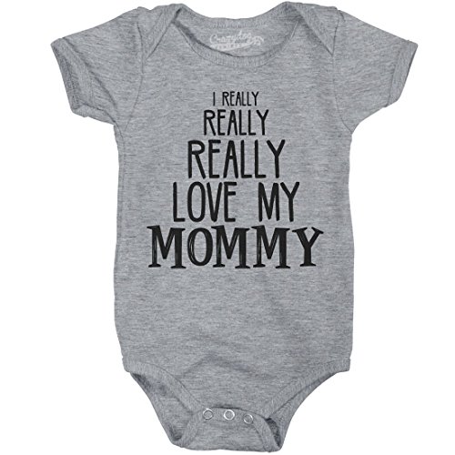 Crazy Dog T-Shirts Baby Really Really Love My Mommy Cute Funny Infant Creeper Bodysuit