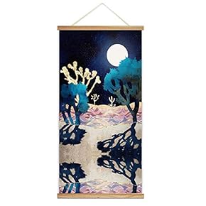 Wooden Framed Hanging Poster Nordic Style Nature Landscape Wall Picture Canvas Artwork for Home Decoration Ready to Hang - 18"x36"