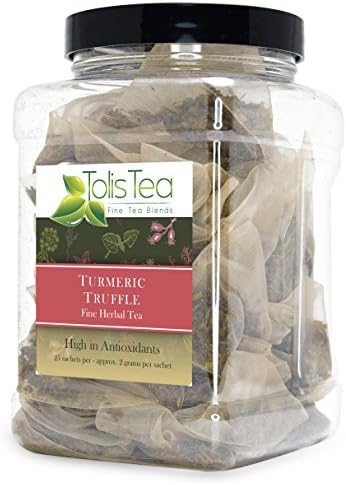 Tolis Tea Turmeric Truffle Pu-Erh Tea - Premium whole leaf pyramid tea sachet bags - Fine Herbal Tea, High In Antioxidants, All Natural Ingredients, 25 Silk Sachets