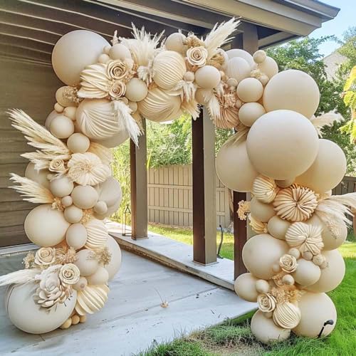 Photo 1 of White Sand Balloons Different Sizes - Double Stuffed Matte Cream Beige Nude Ivory Balloon Arch Garland Kit 18 12 5 In for Baby Shower Birthday Wedding Neutral Party Decoration