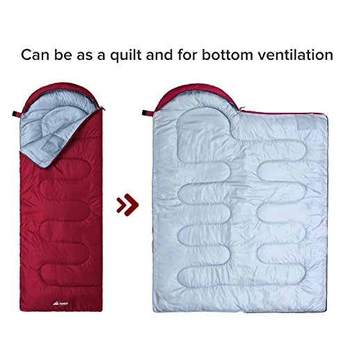 SEMOO Envelope Sleeping Bag - Lightweight Portable, Water Resistant, Comfort with Compression Sack Traveling, Backpacking, Camping, Hiking, Temp Rating 20F/-6C - Great for 4 Season