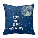 Miss Pillow Decorative 18 x 18 Inch Cotton Pillow Cover Cushion Case, I Love You To The Moon And Back Throw Pillow