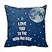 Miss Pillow Decorative 18 x 18 Inch Cotton Pillow Cover Cushion Case, I Love You To The Moon And Back Throw Pillow