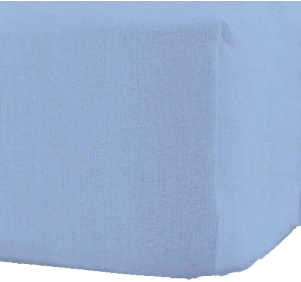 Flannelette 100% Brushed Cotton Thermal Fitted Sheet (Blue, Super King)