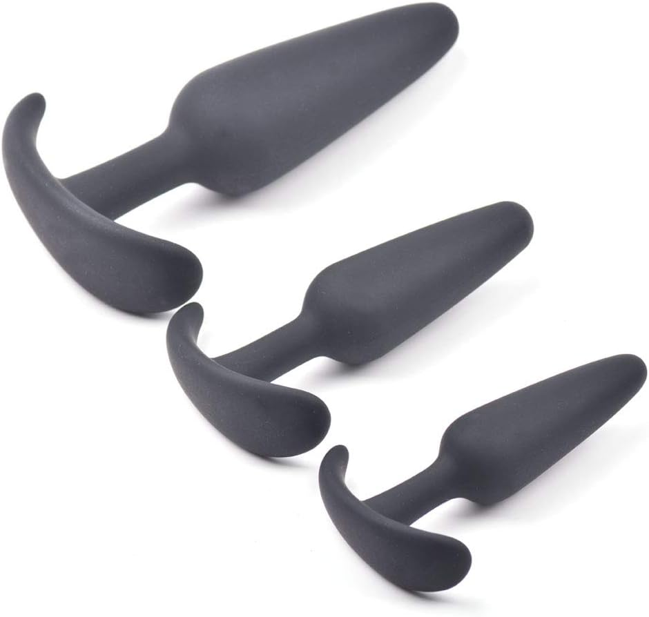 BeHorny Premium Grade Silicone Triple Butt Plug Set, Black