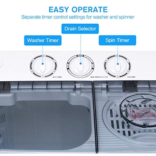 image for SUNCOM Washing Machine, Portable Mini Compact Twin Tub Washer Spin Dry