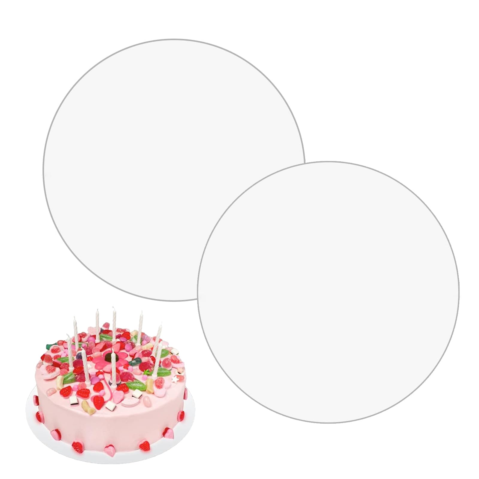 2Pcs Transparent Round Acrylic Cake Base Board Picture Frame - Thick Clear Sheets for Display Projects, Painting - Circle Clear Sheets