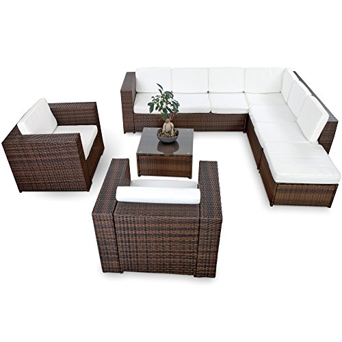 XINRO® 25tlg. Deluxe Lounge Garnitur Set Gruppe Polyrattan Sitzgruppe Gartenmöbel Loungemöbel + 2X Lounge Sessel… – Bild 3
