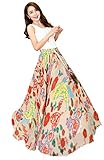 Afibi Womens Blending Chiffon Retro Long Maxi Skirt Vintage Dress