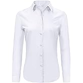 Ruisin Super Soft Wrinkle Free Button Down Shirts for Women Solid Long Sleeve Striped Formal Work Dress Blouses Tops