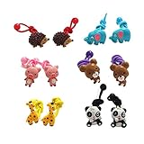 12Pcs Cute Animal Little Girl Hair Holder Girl's Hair Rope Ponytail Kids Holder Elastic Six Animal