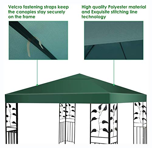Canopy & Gazebo, 10' x 10' 1-Tier or 2-Tier 3 Colors Patio Canopy Top Replacement Cover, 2 Tier Green - Thumbnail 7