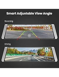 AUTO VOX Mejora el juego de la cámara de respaldo de la cámara Mirror Dash Cam Lente dual Pantalla táctil de 9,88 "Media Media Cámara AHD inversa, Cámara frontal 1296P FHD y 720P Vista posterior Grabadora Dash Cámara con LDWS, GPS