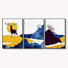 Framed Canvas Wall Art for Living Room, Bedroom Abstract Landscape Dream Place Canvas Prints for Home Decoration Ready to Hanging - 16"x24"x3 Panels