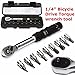 Bicycle Bike Torque Wrench, DRILLPRO 1/4-Inch Bicycle Bike Torque Wrench Socket Set Kit Allen Key Tool 2~14NM