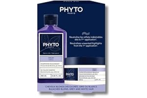 PHYTO Violet No Yellow Duo Kit, Shampoo and Mask for Bleached Blonde, Grey and White Hair, Sulphate-Free