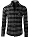 H2H Mens Casual Slim Fit Thermal Button-down Check Patterned Shirts With Pocket