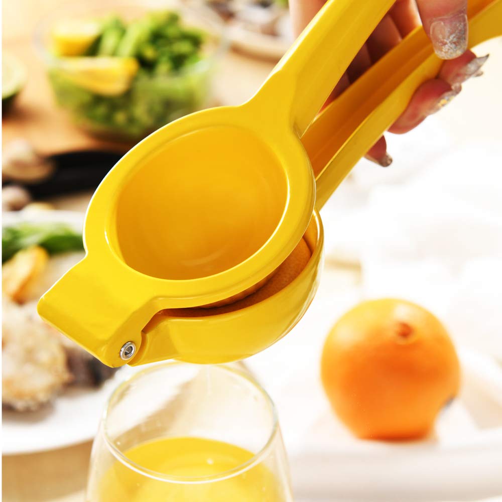 Manual Juicer Citrus Lemon Squeezer, Fruit Juicer Lime Press Metal, Professional Hand Juicer Kitchen Tool(Yellow）