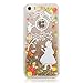 Compatible with iPhone SE, iPhone 5S, iPhone 5, Mavis's Diary 3D Bling Flowing Liquid Moving Stars Flowers Girl Pattern Clear Transparent Hard PC Cover - Rose Girl with Golden Liquid & Golden Stars