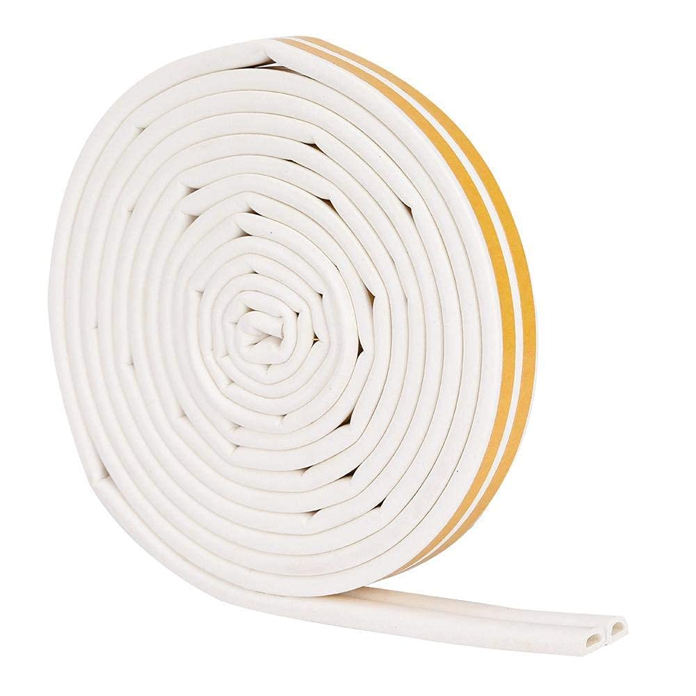 HERCHR Window Draught Excluder Tape, Self-Adhesive Strip Rubber Seal Weather Strip Door Window Anti-Collision Draft Excluder Door Insulation Strip, 5M, 9x6mm