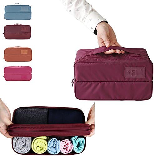 IFUNLE Multi Functional Travel Organizer Storage Bag, Closet Pouch Bag,organized Underwear/bra /Panties /socks (Wine)