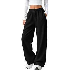 GOSEAGOTOFUN Baggy Sweatpants for Women Drawstring High Waisted Wide Leg Sweatpants Fall Winter Fashion Workout Casual Jogger