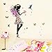 Angel Girl Flowers Butterfly DIY Wall Stickers Removable Home Decor Living Room Bedroom Girl's Room Decor (Multi-Color)