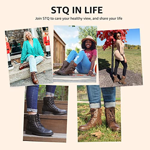 stq women's combat boots lace up ankle booties