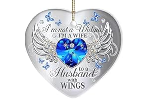 64HYDRO 2023 Christmas Ornaments, Christmas Decorations - Printed Jewelry Butterfly My Husband Has Wings Christmas Tree Ornament Heart Ornament - Best Gifts for Christmas - HALZ1509005Z (Pack 1)