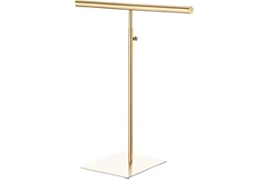 uxcell Necklace Display Stand Adjustable Height Jewelry Rack T Bar Tabletop Purse Holder for Home Boutique Store - Gold