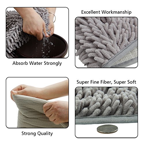 YOUKADA Bath Mat Rugs | 28" x 47" Long floor Mats, Extra Soft, Absorbent, Thickening Shaggy Microfiber, Machine-Washable, Perfect for Doormats, Tub, Shower (Gray)