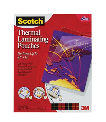 3M Scotch TP385450 Letter Size Thermal Laminating Pouches, 3 mil, 11 1/2 x 9, 50/Pack