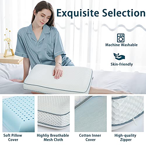 Memory Foam Pillows, Gel Cooling Ventilated Neck Support Pillow for Sleeping, Contour Orthopedic Cervical Pillow for Neck Shoulder Pain Relieve, Ergonomic Bed Pillow for Side, Back and Stomach Sleeper