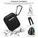 AirPods Case, Rockindeer 9 in 1 AirPods Accessories Set Protective Silicone Cover and Skin Compatible Apple AirPods Charging Case with Watch Band Holder/Ear Hook/Keychain/Strap/Carrying Box (Black)