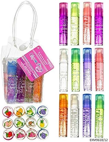Expression Girls 12PC Flavored Lip Gloss Set for Girls with Carrying Case