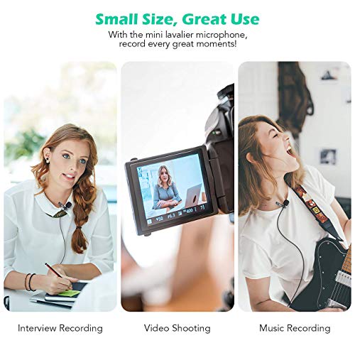 AGPTEK Lavaier Microfono per PC Smartphone con Clip e Un Parabrezza Incluso Adattatore Tipo-c Microfono Esterno Trust Ideale per Youtuber Intervista Conferenza Video Camera Podcast Cavo da 2M