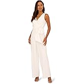 Adrianna Papell Sleeveless Bow Drape Wide Leg Jumpsuit
