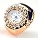 Womens Rose Gold Silver Crystal Quartz Finger Ring Watch with Gift Box (Gold Oval)