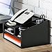 FITUEYES Wood Office Suppies Desk Organizer 5 Compartments with Letter Tray Phone Stand Pen Pencil Holder