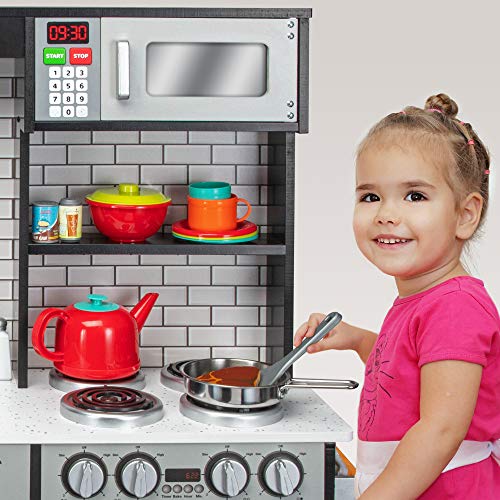 Lil' Jumbl Kids Kitchen Set, Pretend Wooden Play Kitchen, Battery