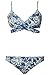 CUPSHE Women's Floral Front Cross Padding Bikini Set Beach Swimwear Medium Blue