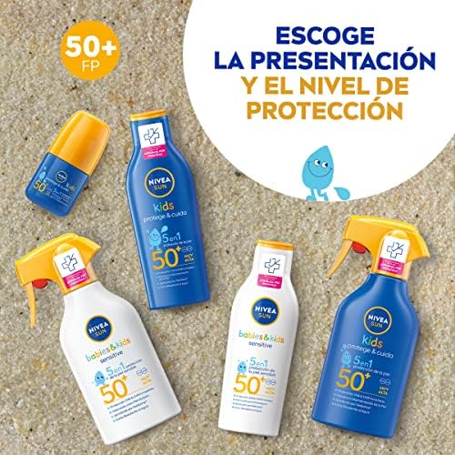 Kids Protege & Cuida 5 en 1 - Loción Solar con SPF50+ - Protector Solar Infantil Extra Resistente al Agua - Con Pantenol, Vitamina C y E - Aprobado por Pediatras - Todo Tipo de Piel - 200 ml