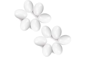 YunKo 12PCS White Wooden Craft Eggs (Brown, Egg Shape, 2.36" x 1.58", Pack of 12)