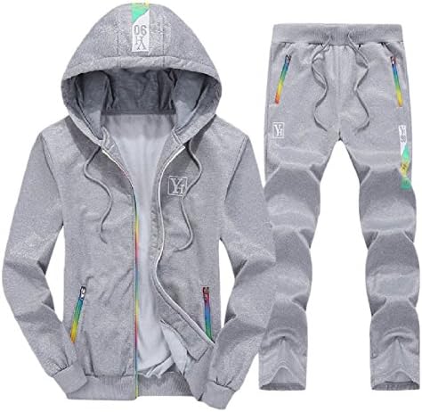 YUNY Mens Hood 2-Piece Full-Zip Athletic Sweatsuit Jogging Set