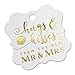 Summer-Ray 50pcs Gold Foil Hot Stamping Shimmered White Elegant Square Hugs & Kisses from The New Mr & Mrs Wedding Favor Gift Tags